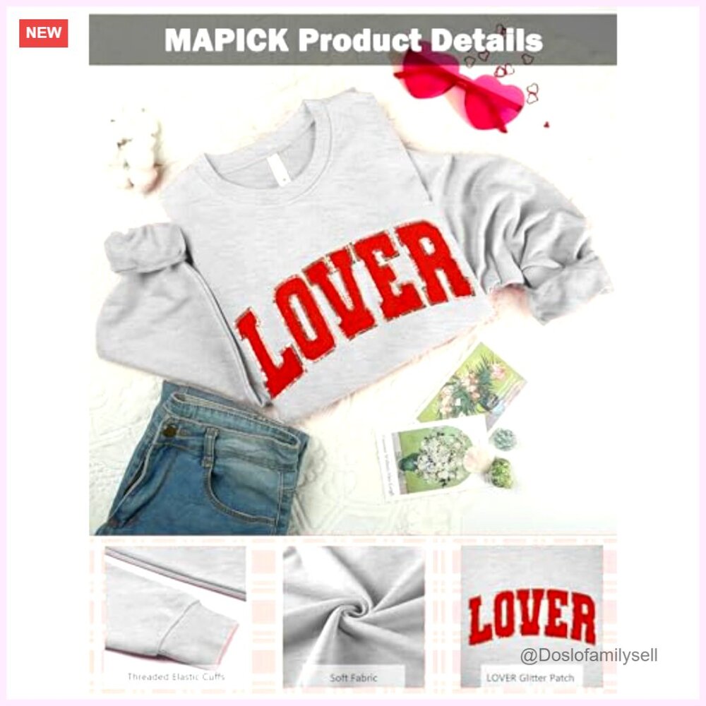 Oversized Chenille Patch Pullover Sweatshirt Long… - image 5